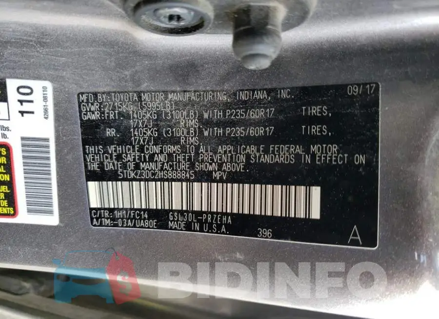 5TDKZ3DC2HS888845 Photo# 13