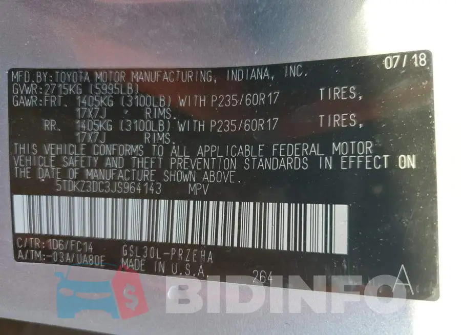 5TDKZ3DC3JS964143 Photo# 13