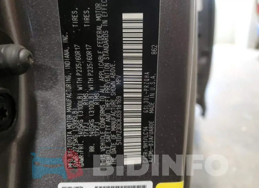 5TDYZ3DC8JS918169 Photo# 13