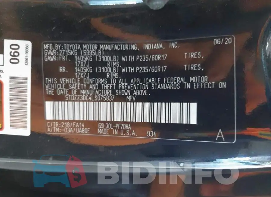 5TDZZ3DC4LS075837 Photo# 10