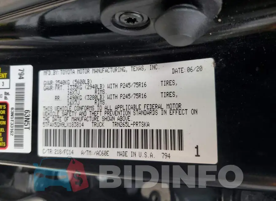 5TFAX5GN9LX183814 Photo# 12