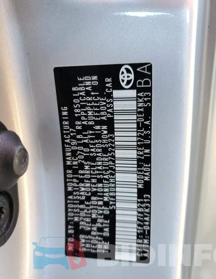 5YFBURHE7JP752223 Photo# 12