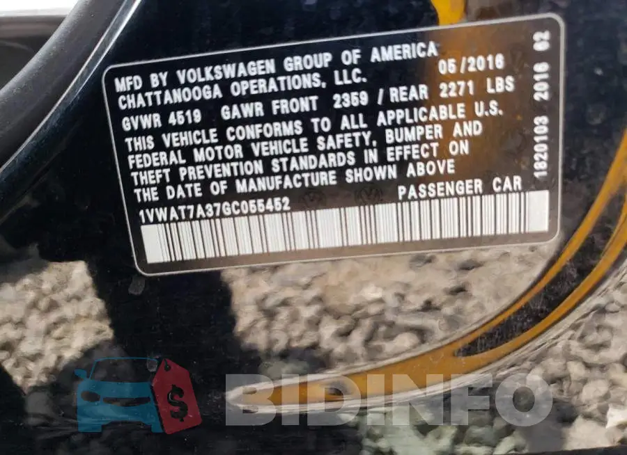 1VWAT7A37GC055452 Photo# 12