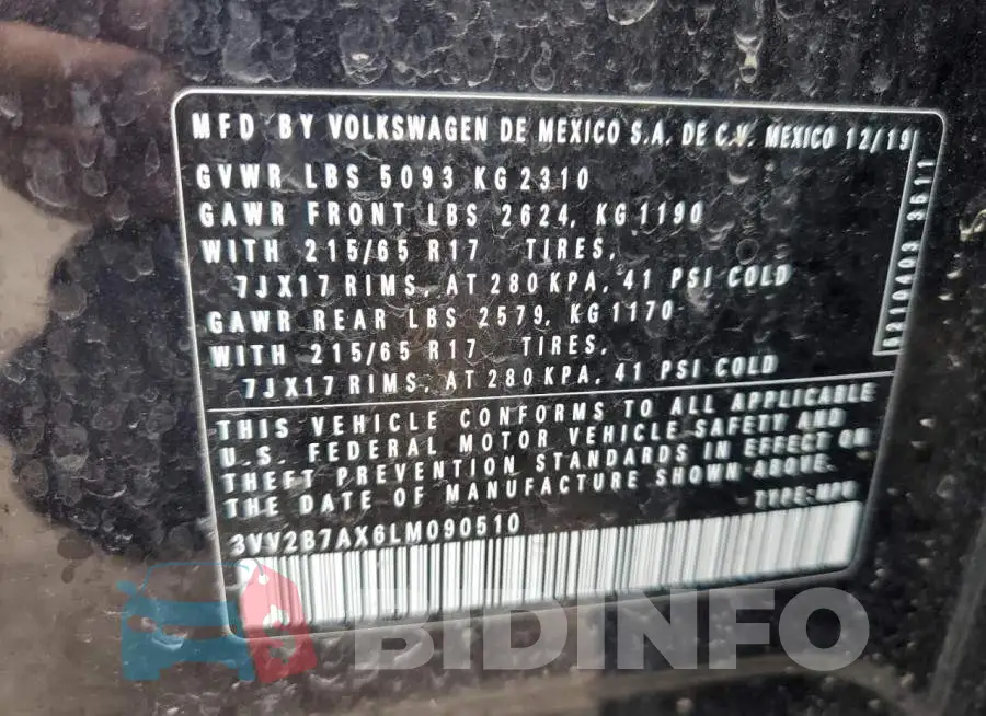 3VV2B7AX6LM090510 Photo# 12