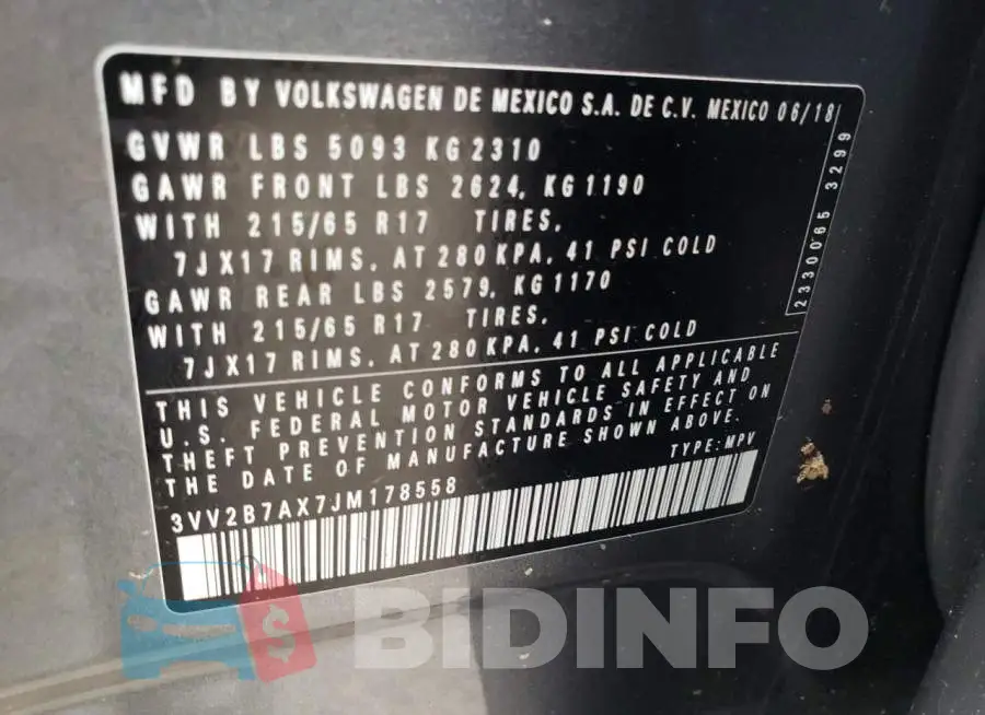 3VV2B7AX7JM178558 Photo# 12