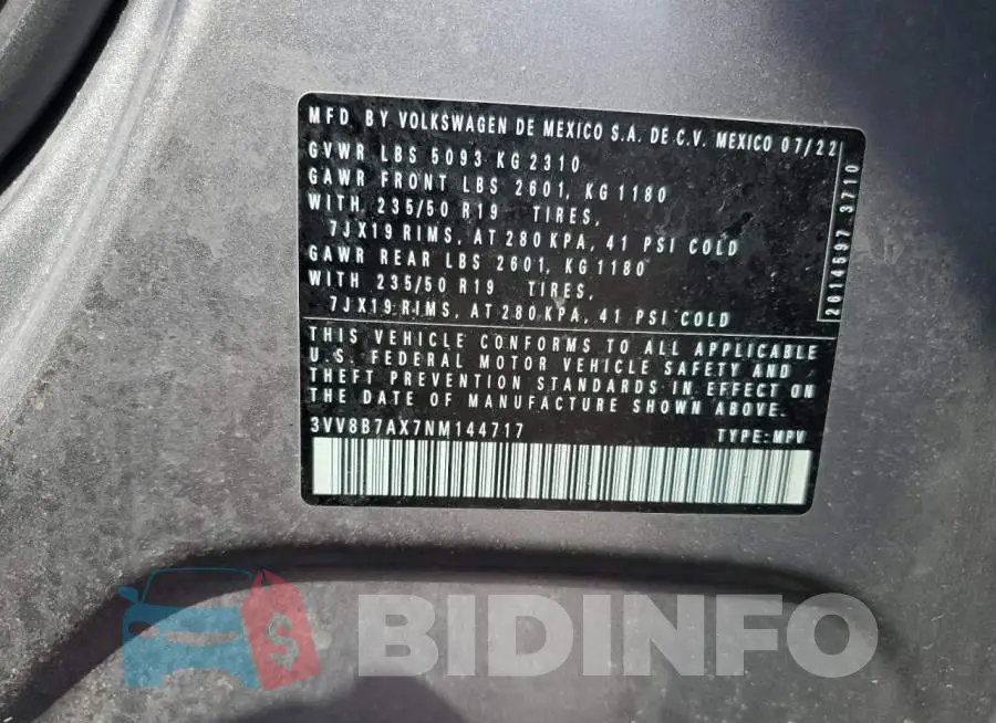 3VV8B7AX7NM144717 Photo# 13