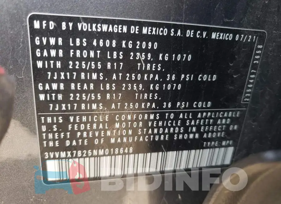 3VVMX7B25NM018648 Photo# 13