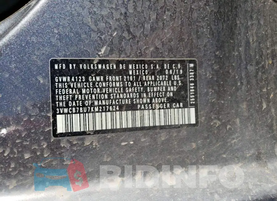 3VWCB7BU7KM217624 Photo# 13