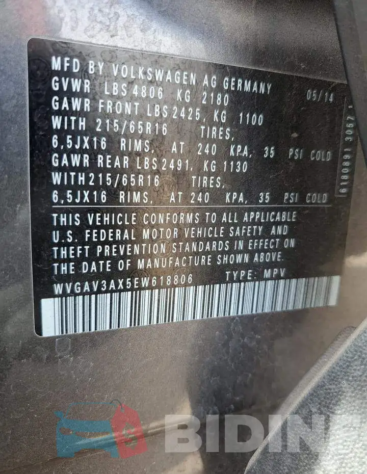 WVGAV3AX5EW618806 Photo# 12