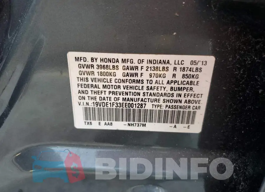 19VDE1F33EE001287 Photo# 12