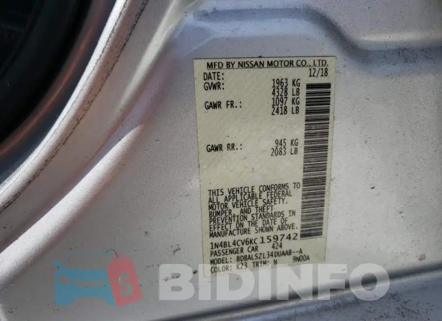 1N4BL4CV6KC159742 Photo# 12