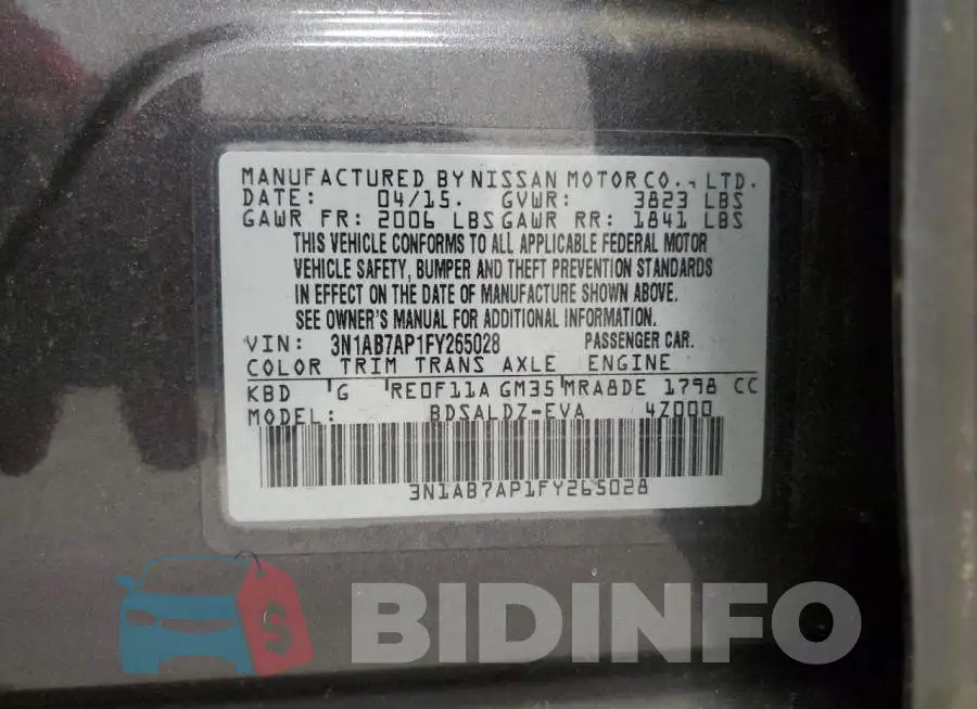 3N1AB7AP1FY265028 Photo# 12
