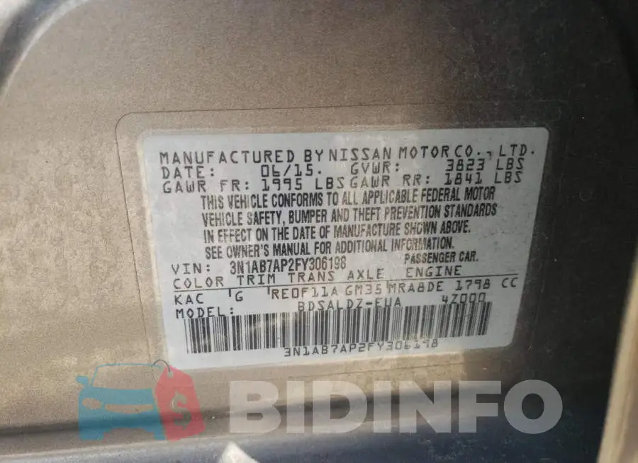 3N1AB7AP2FY306198 Photo# 12