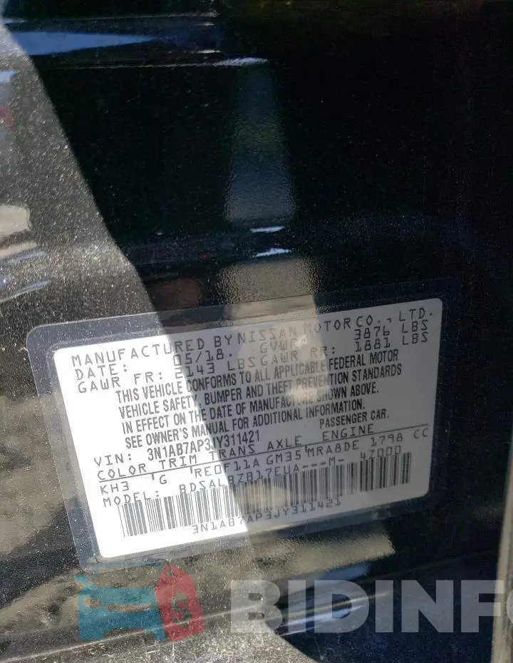 3N1AB7AP3JY311421 Photo# 12