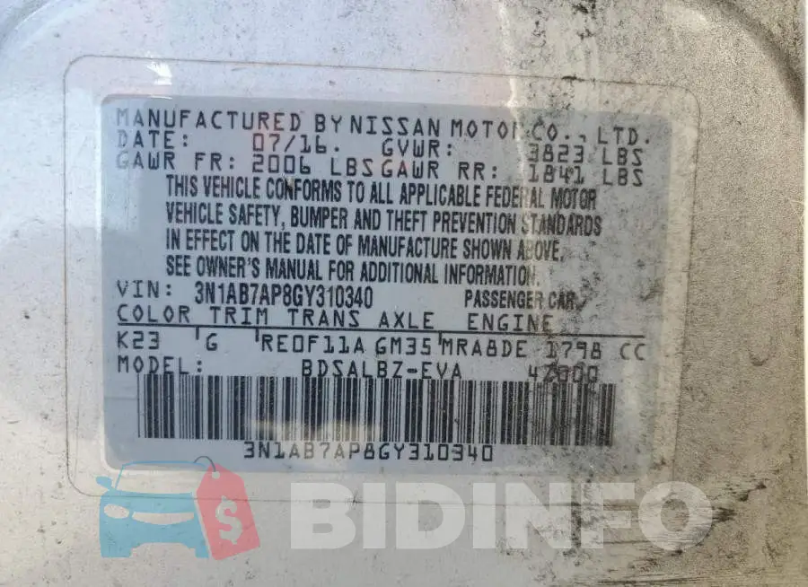 3N1AB7AP8GY310340 Photo# 12