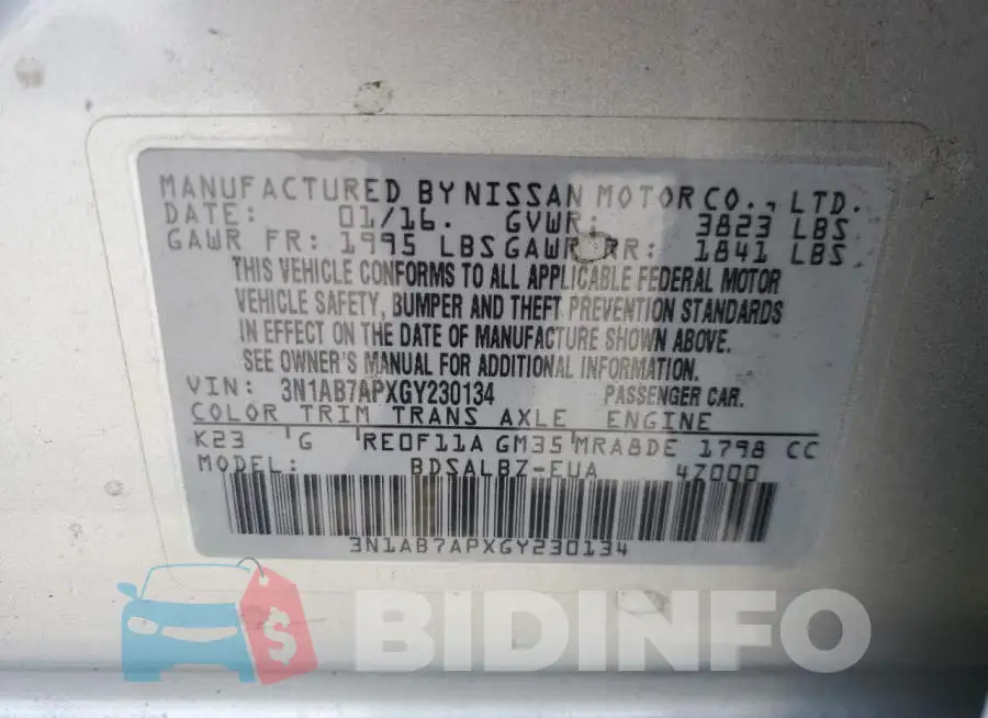 3N1AB7APXGY230134 Photo# 12