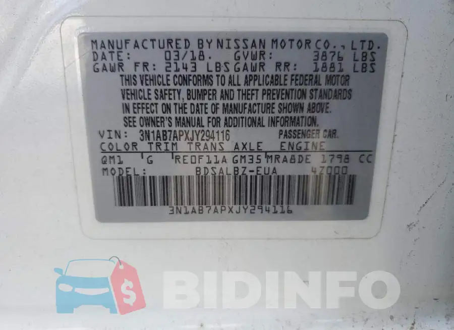 3N1AB7APXJY294116 Photo# 13