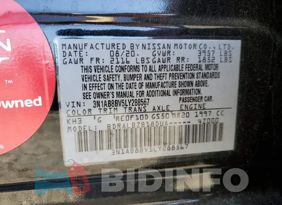3N1AB8BV5LY288567 Photo# 12