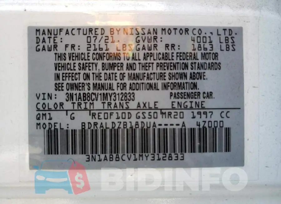 3N1AB8CV1MY312833 Photo# 12