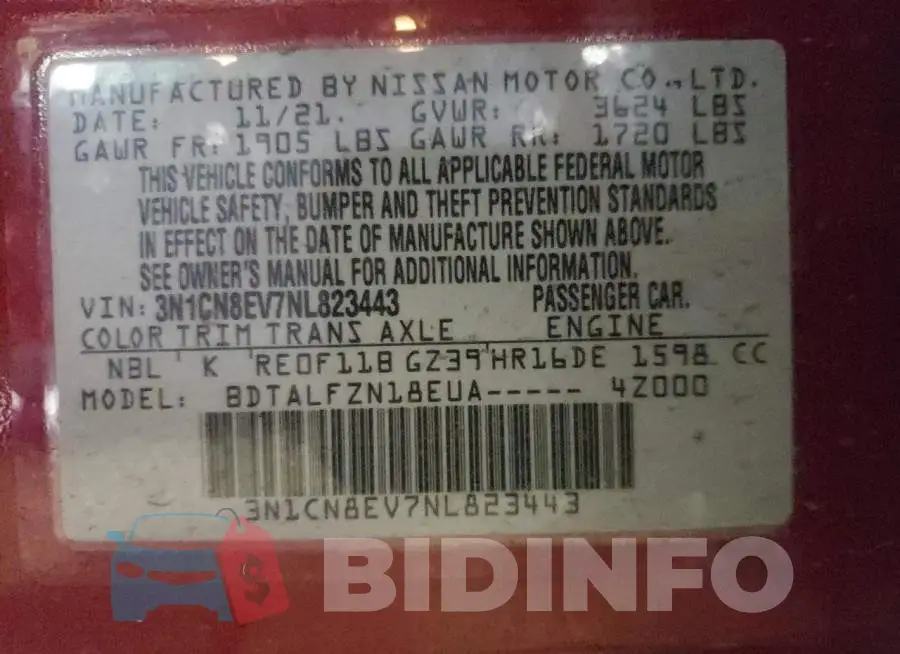 3N1CN8EV7NL823443 Photo# 12