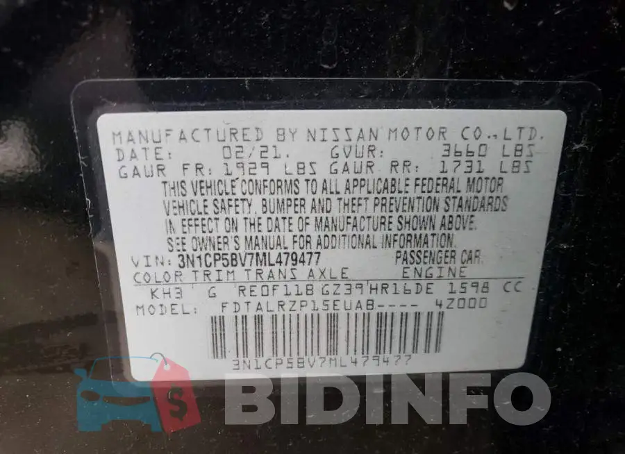 3N1CP5BV7ML479477 Photo# 12