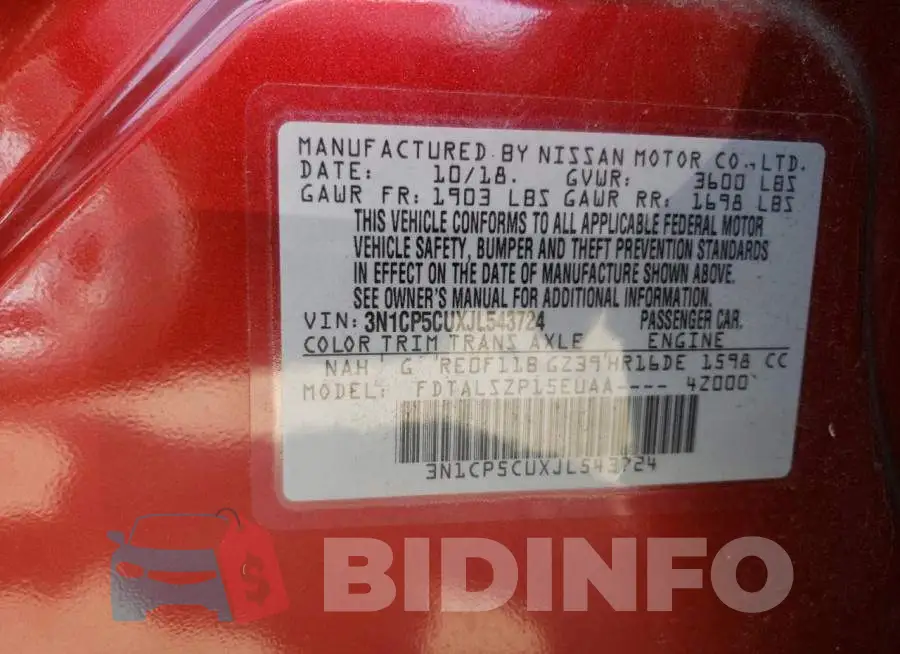 3N1CP5CUXJL543724 Photo# 13