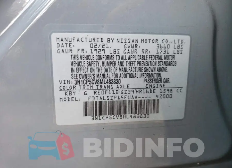 3N1CP5CV8ML483830 Photo# 12