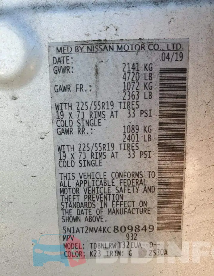 5N1AT2MV4KC809849 Photo# 12