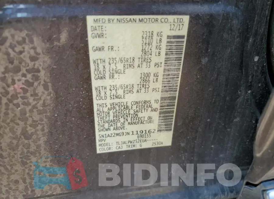 5N1AZ2MG9JN119162 Photo# 13