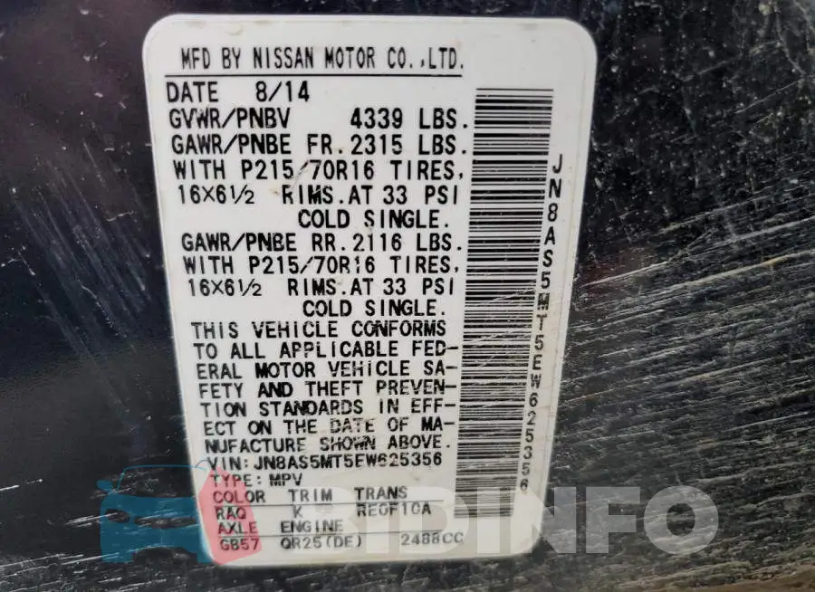 JN8AS5MT5EW625356 Photo# 13