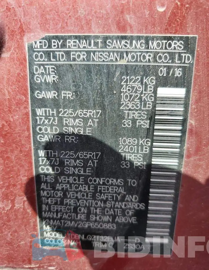 KNMAT2MV2GP650883 Photo# 10