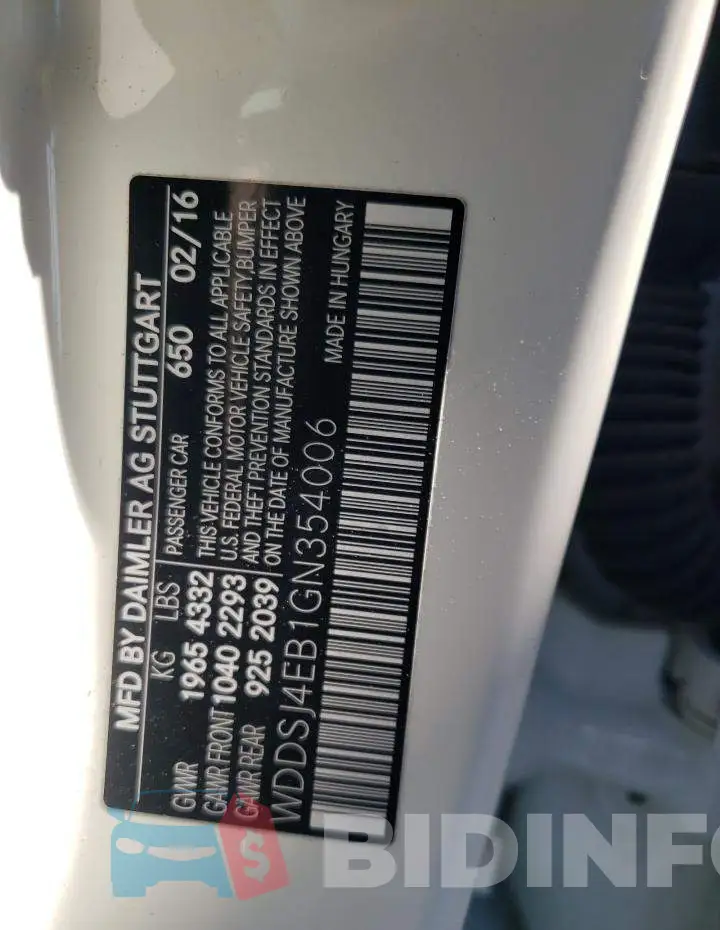 WDDSJ4EB1GN354006 Photo# 12