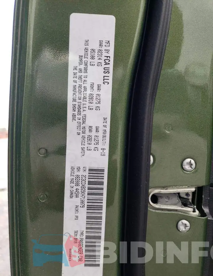 2C3CDXBG5KH710079 Photo# 12