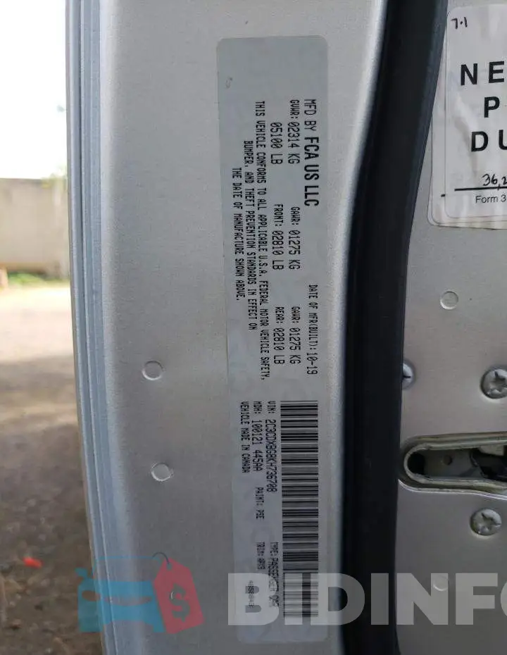 2C3CDXBG8KH736708 Photo# 13