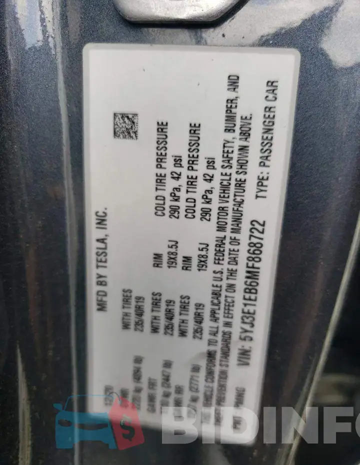 5YJ3E1EB6MF868722 Photo# 12