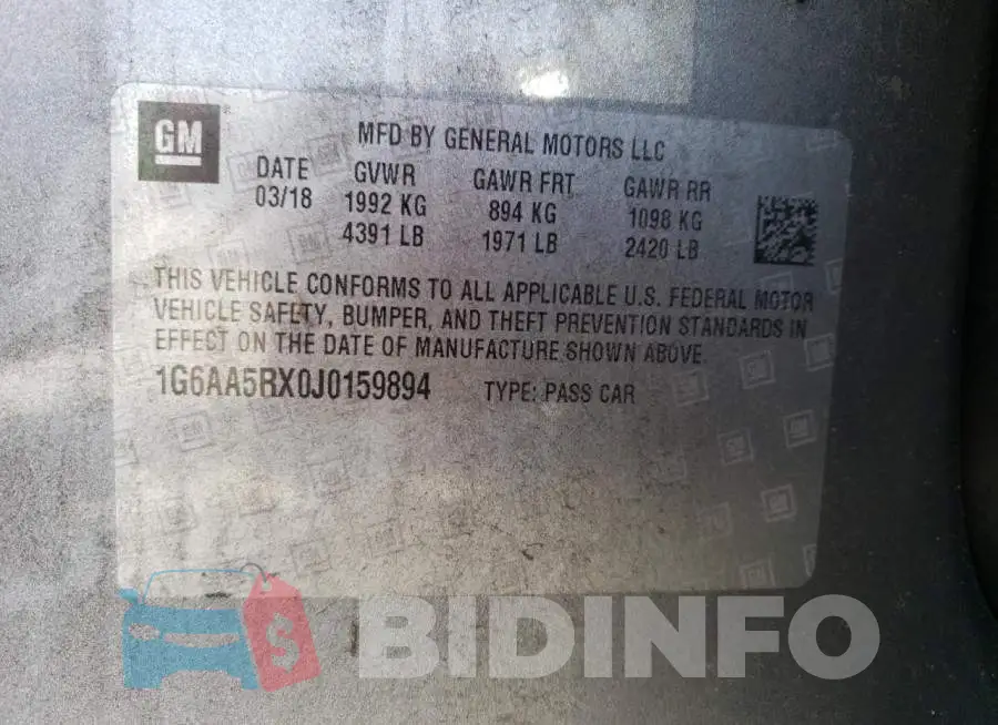 1G6AA5RX0J0159894 Photo# 12