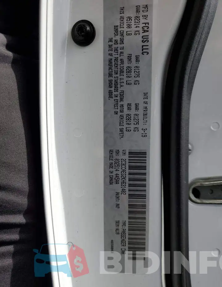 2C3CCAEG2KH631402 Photo# 13