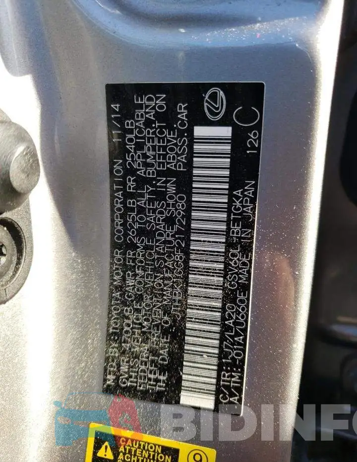 JTHBK1GG8F2172980 Photo# 12