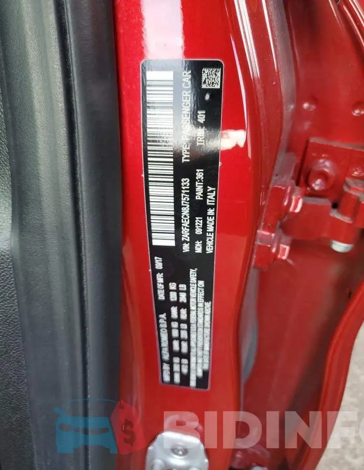 ZARFAECN8J7571133 Photo# 12
