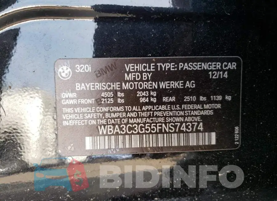 WBA3C3G55FNS74374 Photo# 12