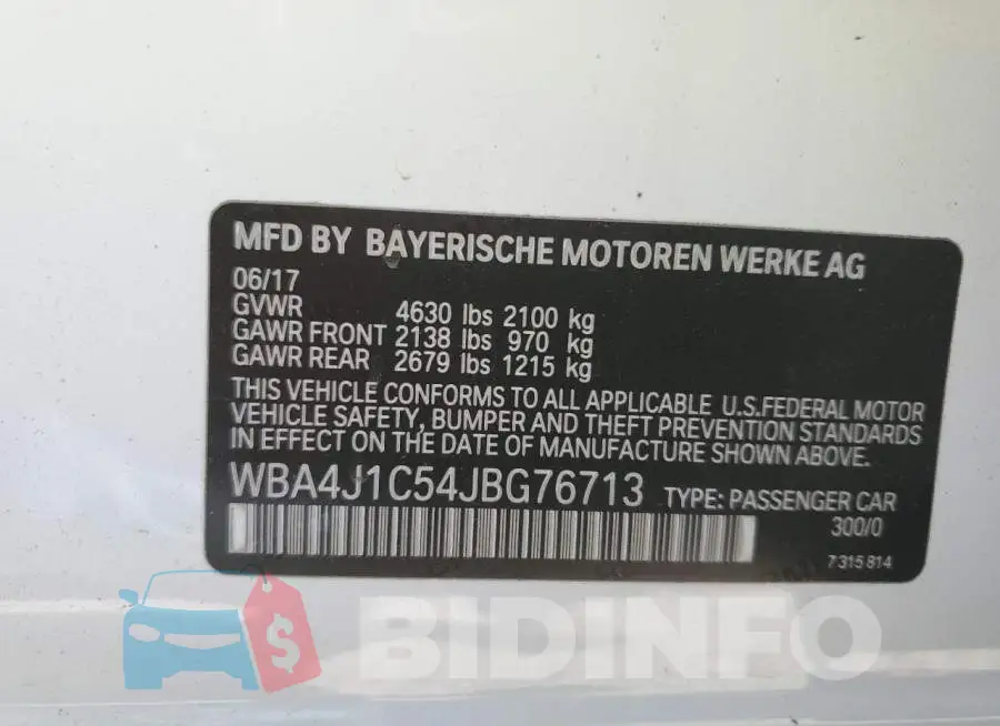 WBA4J1C54JBG76713 Photo# 12