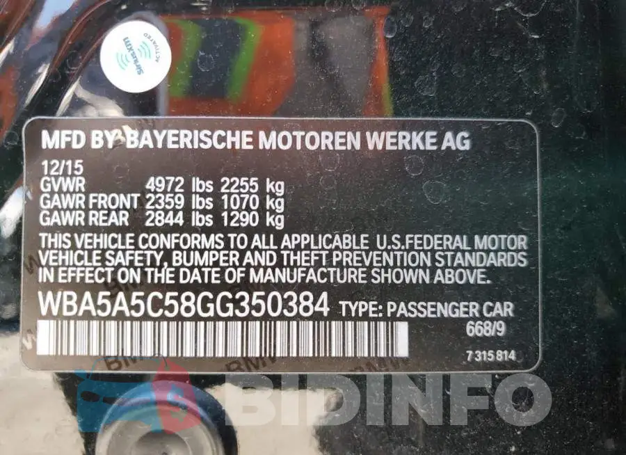 WBA5A5C58GG350384 Photo# 13