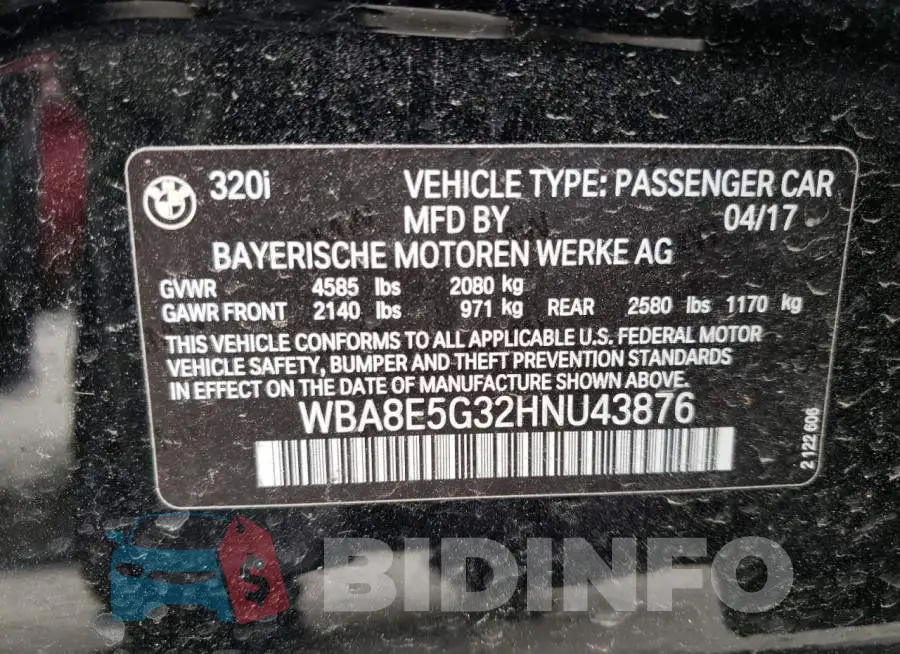 WBA8E5G32HNU43876 Photo# 12