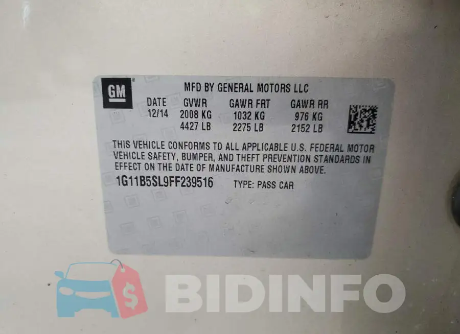 1G11B5SL9FF239516 Photo# 12