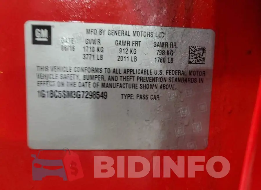 1G1BC5SM3G7298549 Photo# 12