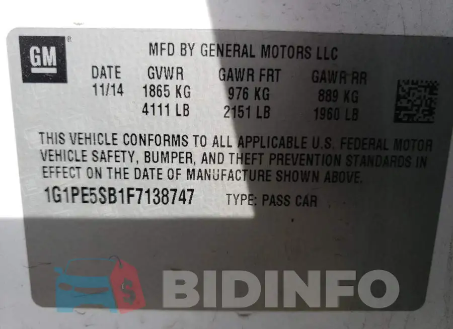 1G1PE5SB1F7138747 Photo# 12