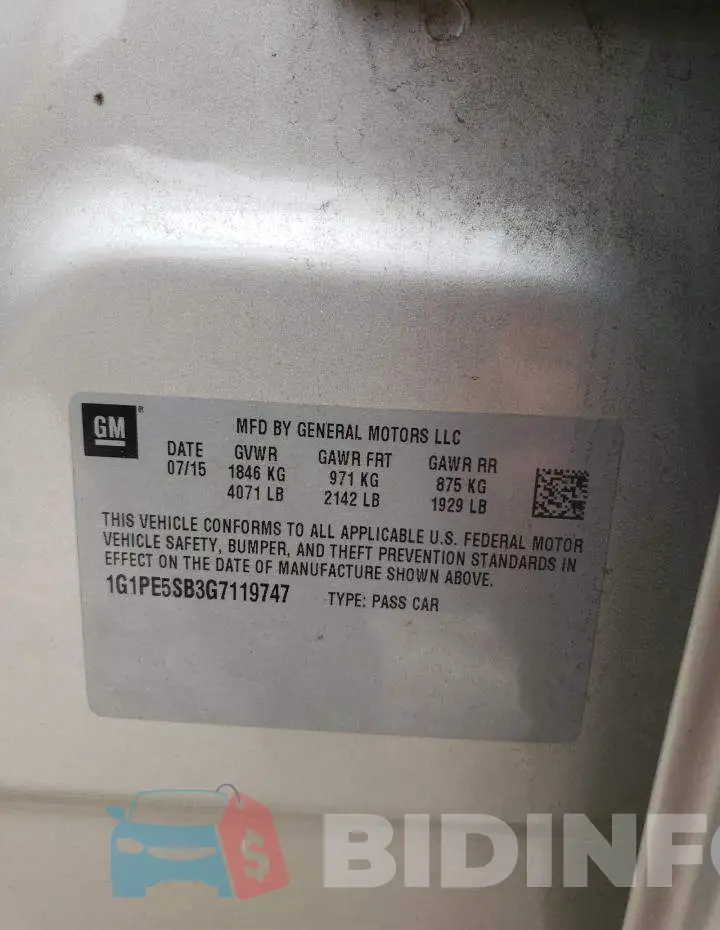 1G1PE5SB3G7119747 Photo# 13