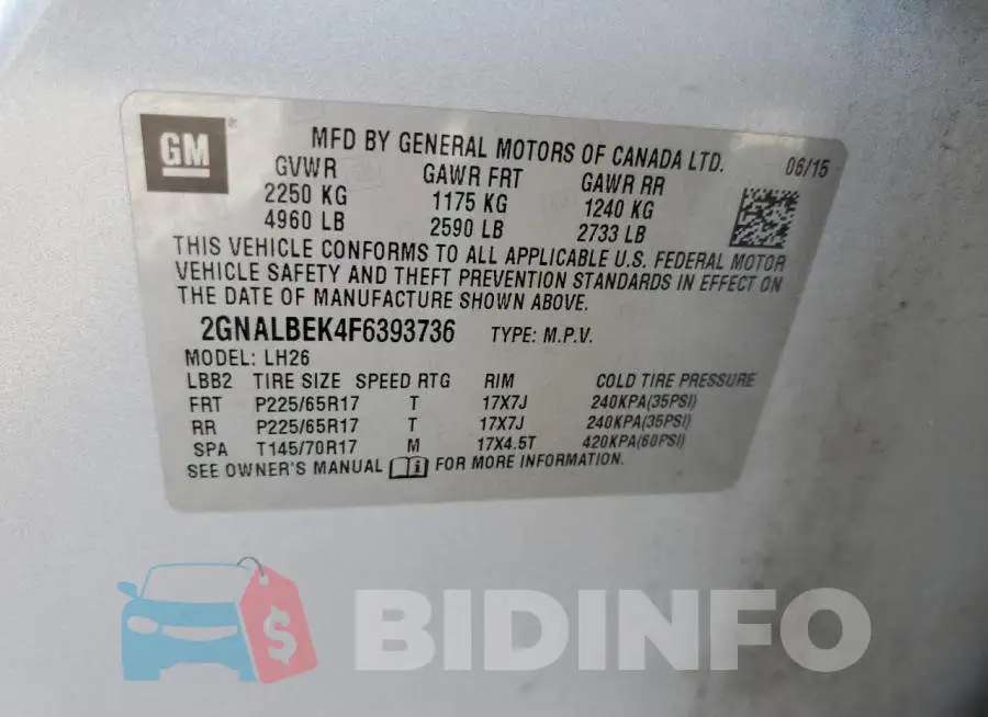 2GNALBEK4F6393736 Photo# 12