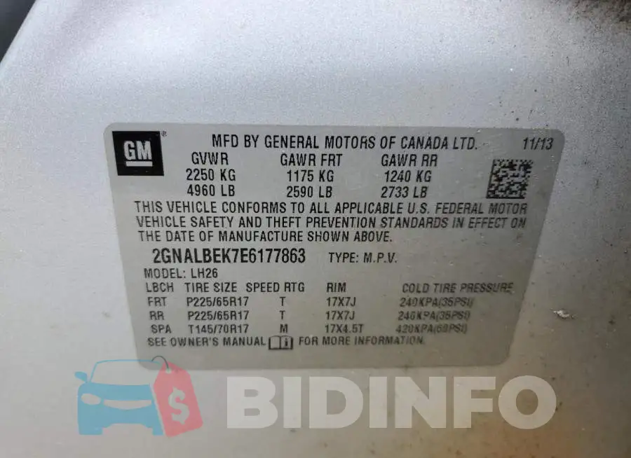2GNALBEK7E6177863 Photo# 12