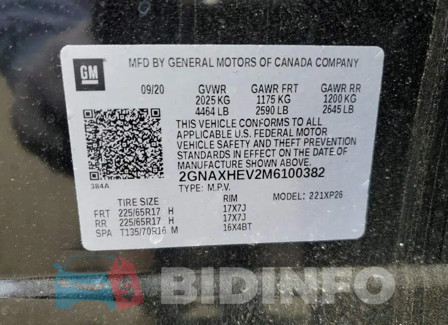 2GNAXHEV2M6100382 Photo# 14